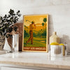 Vintage golf poster depicting Los Angeles landscape in brown and green