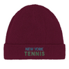 Embroidered beanie featuring a New York tennis design in a sporty style