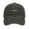 Embroidered cap featuring a vintage tennis champagne design