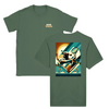 T-shirt featuring a graphic of a tennis player in action against a Miami skyline
