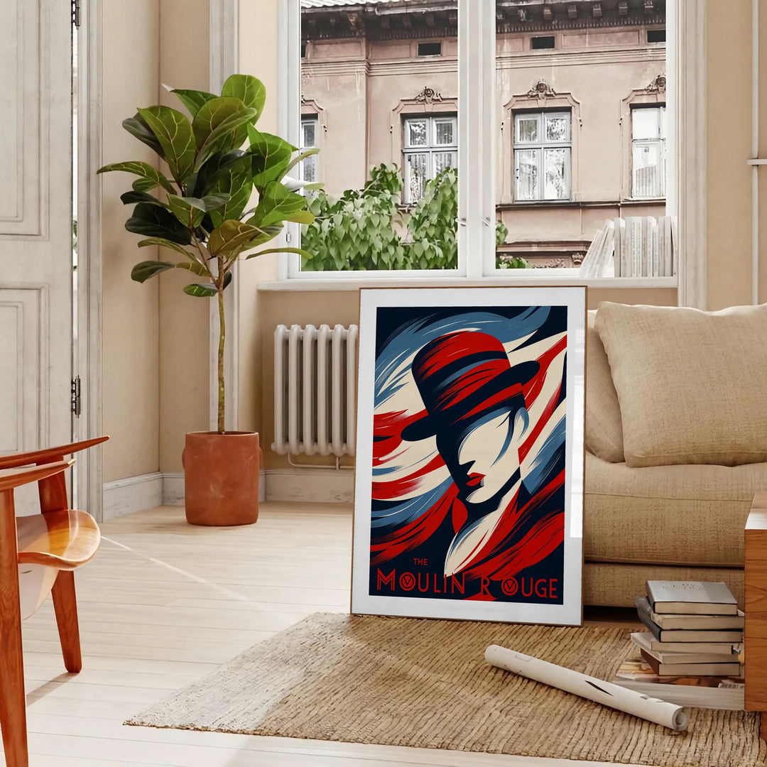 Vintage Moulin Rouge Paris poster, red and black cabaret artwork print