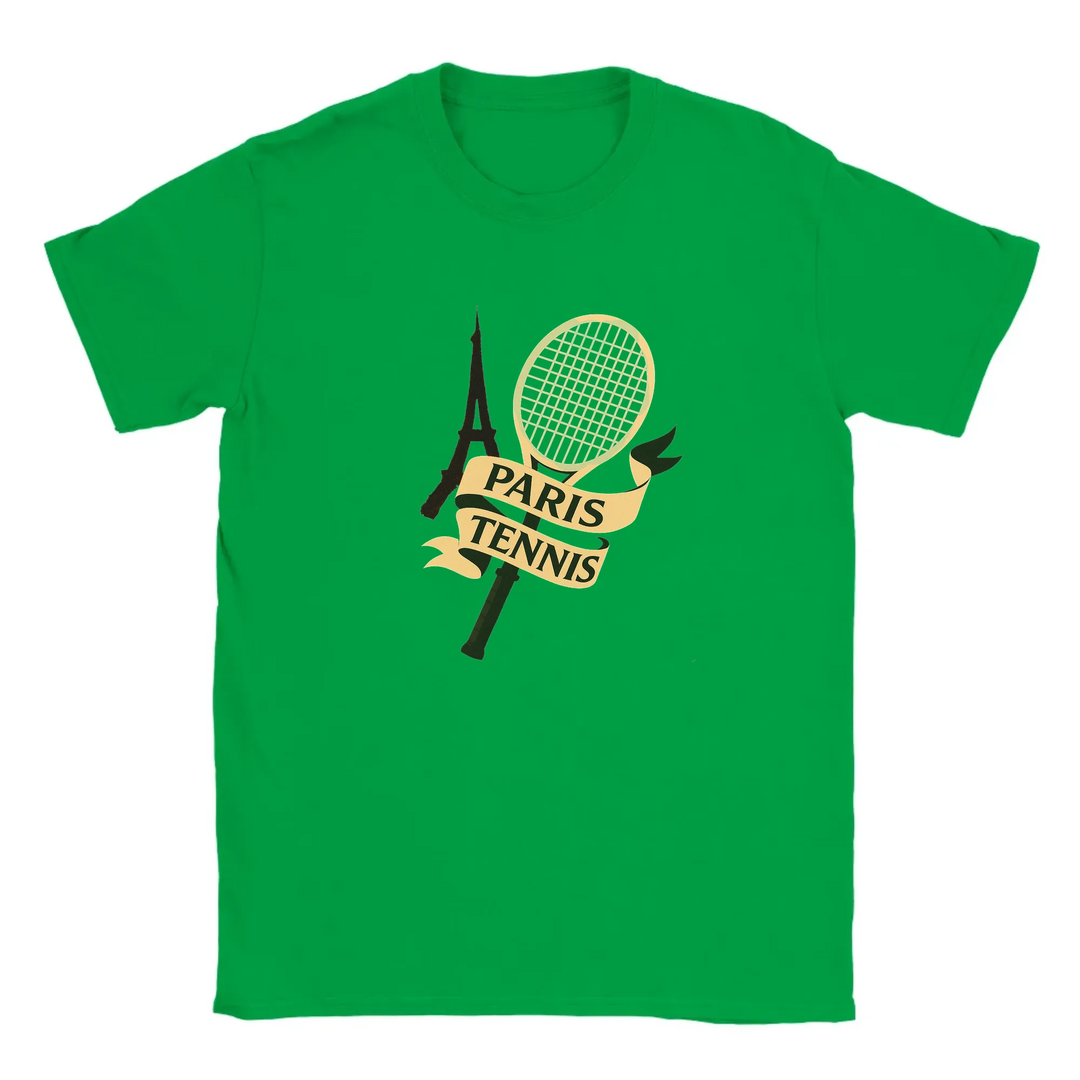 T-shirt featuring a graphic of tennis players in Paris