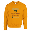 Crewneck sweater featuring a graphic of tennis elements with text 'Mission 2eme Semaine Tennis'