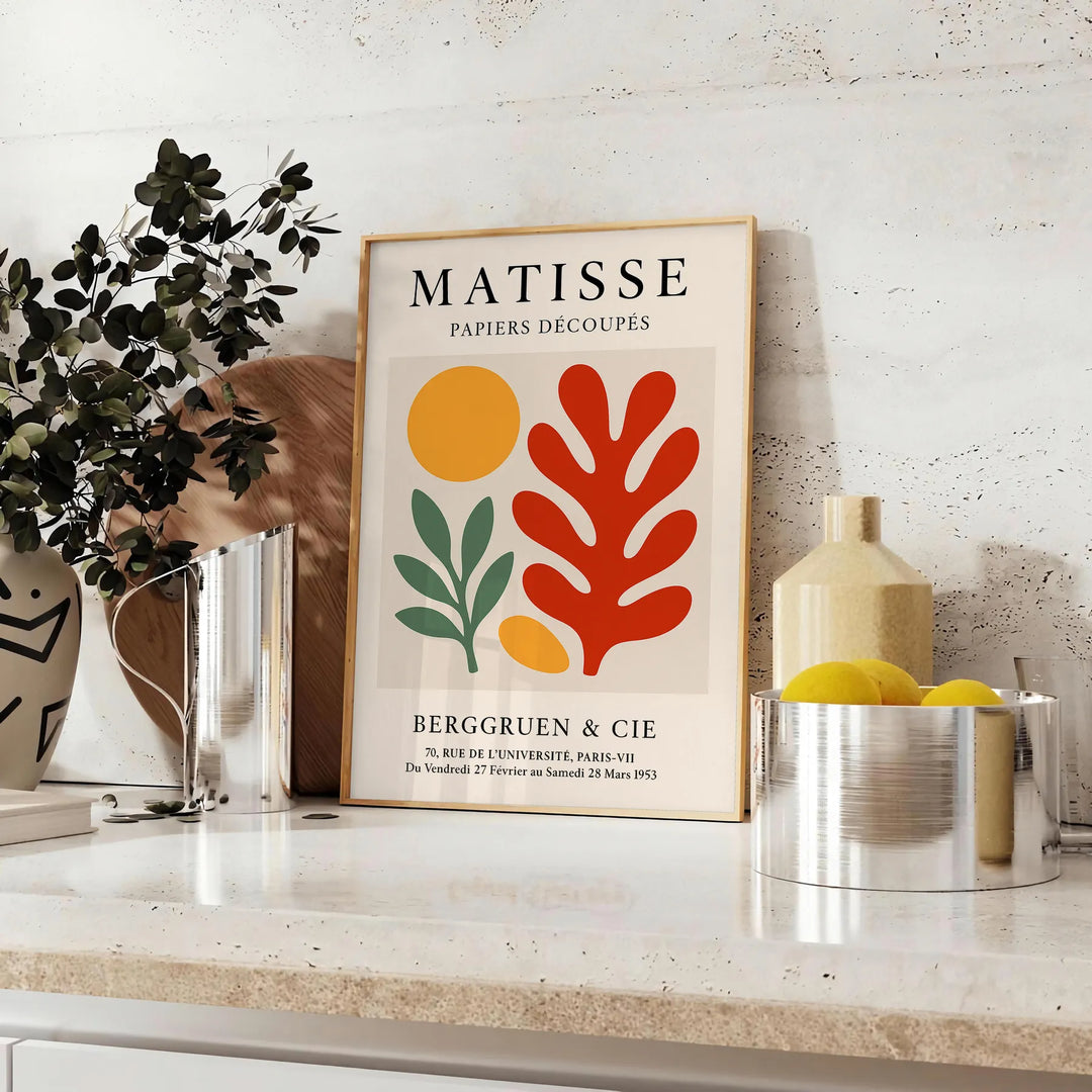Poster showing Matisse Papiers Découpés green and orange cut-paper collage
