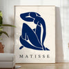 Abstract blue figure on a white and gray background in Matisse's Blue Nude II
