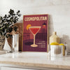 Stylized Cosmopolitan cocktail glass with orange and brown hues