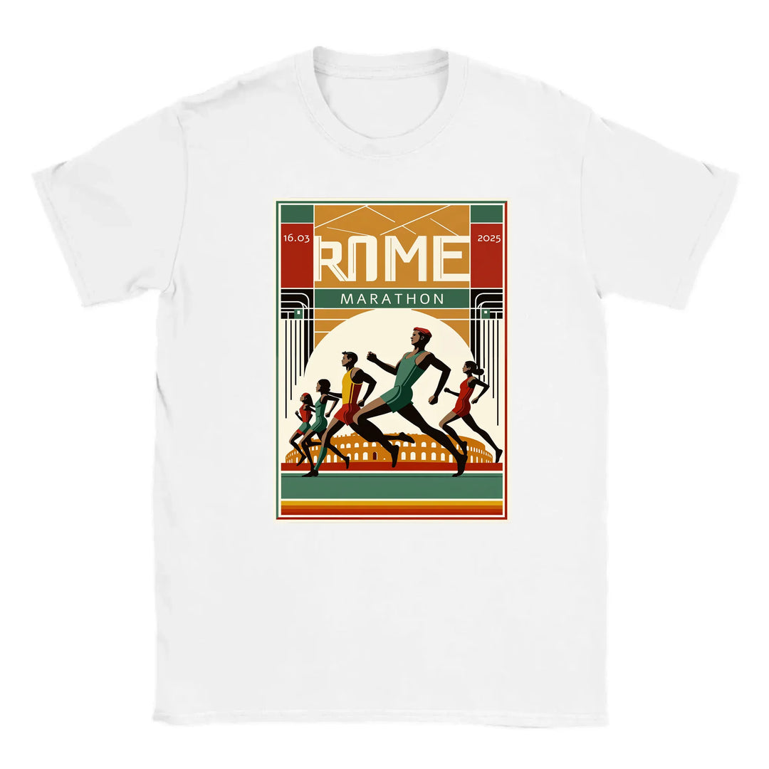 T-shirt featuring a graphic of the Rome Marathon 3 logo