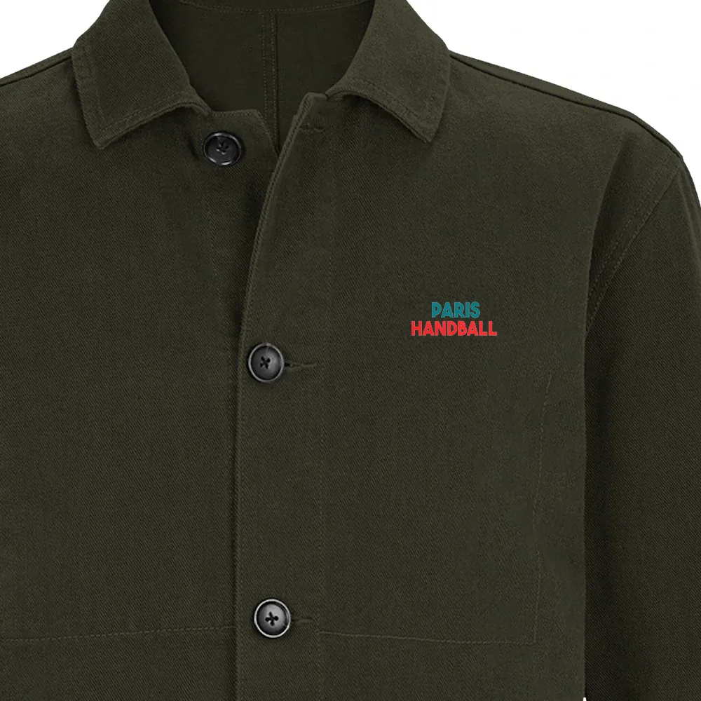 Embroidered jacket featuring a Paris Handball logo on the chest