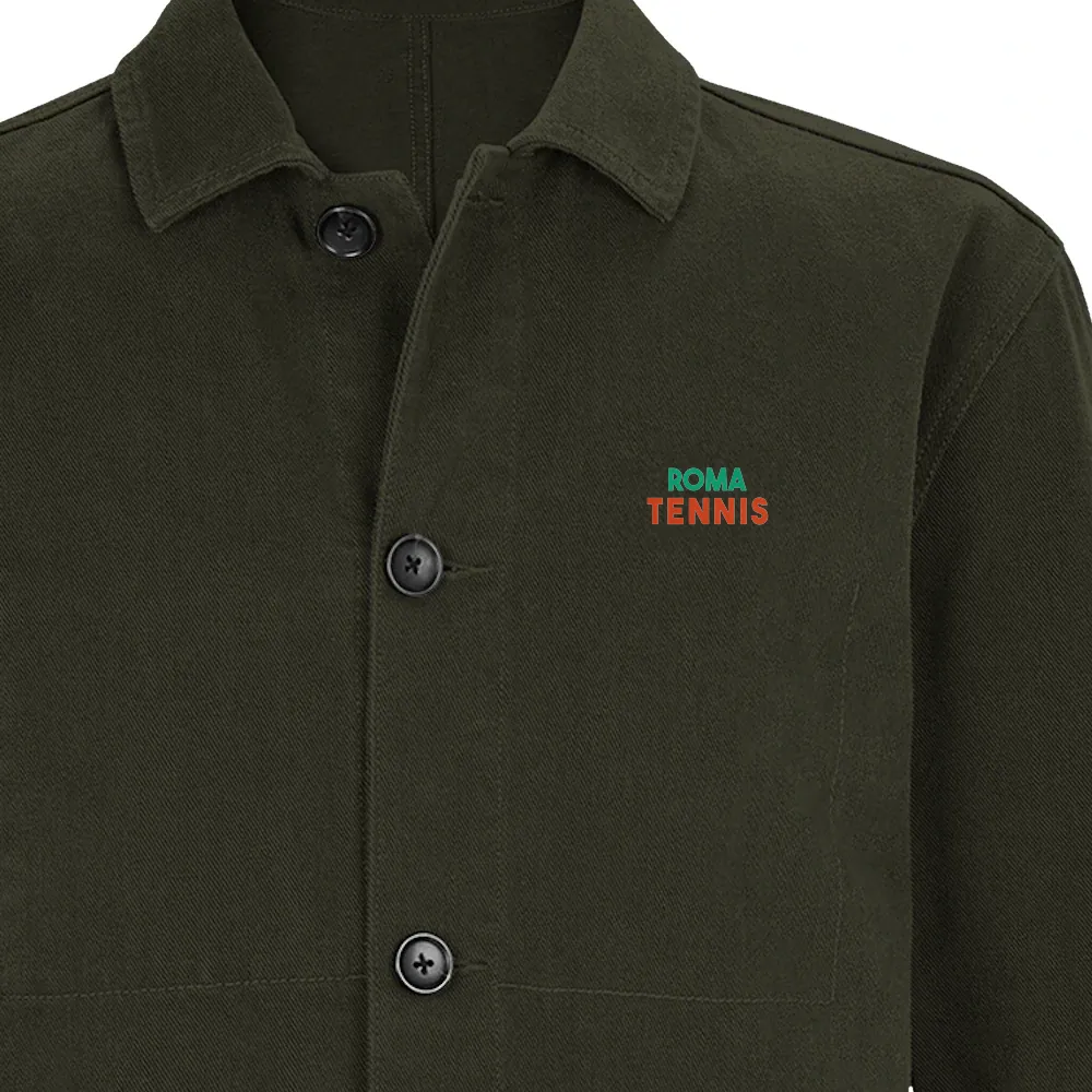 Μπουφάν με κέντημα και vintage σχέδιο Roma Tennis με έμβλημα.