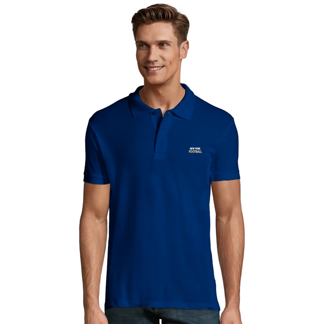 Embroidered polo shirt showcasing the New York football crest