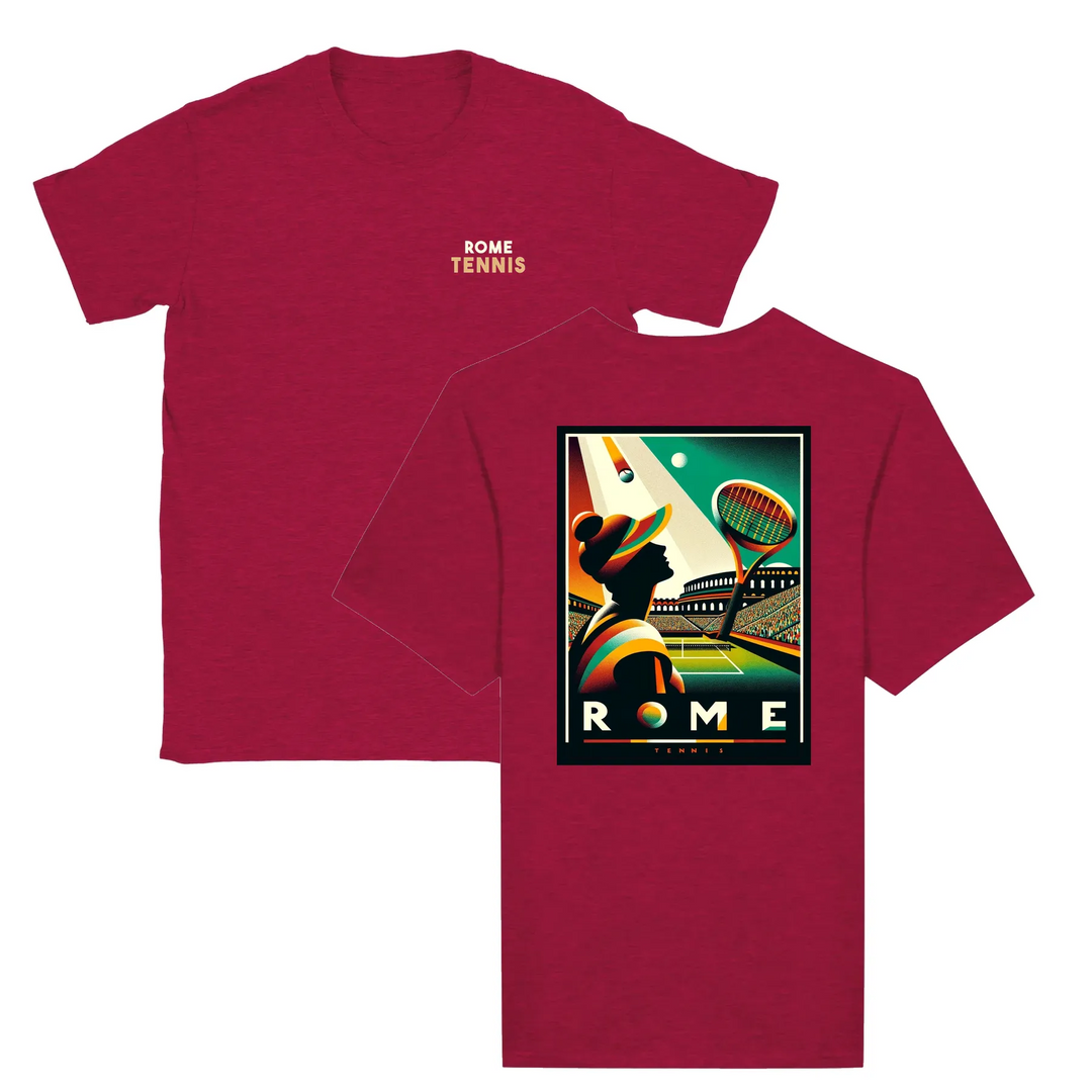 T-shirt featuring a graphic design of Roma Tennis logo