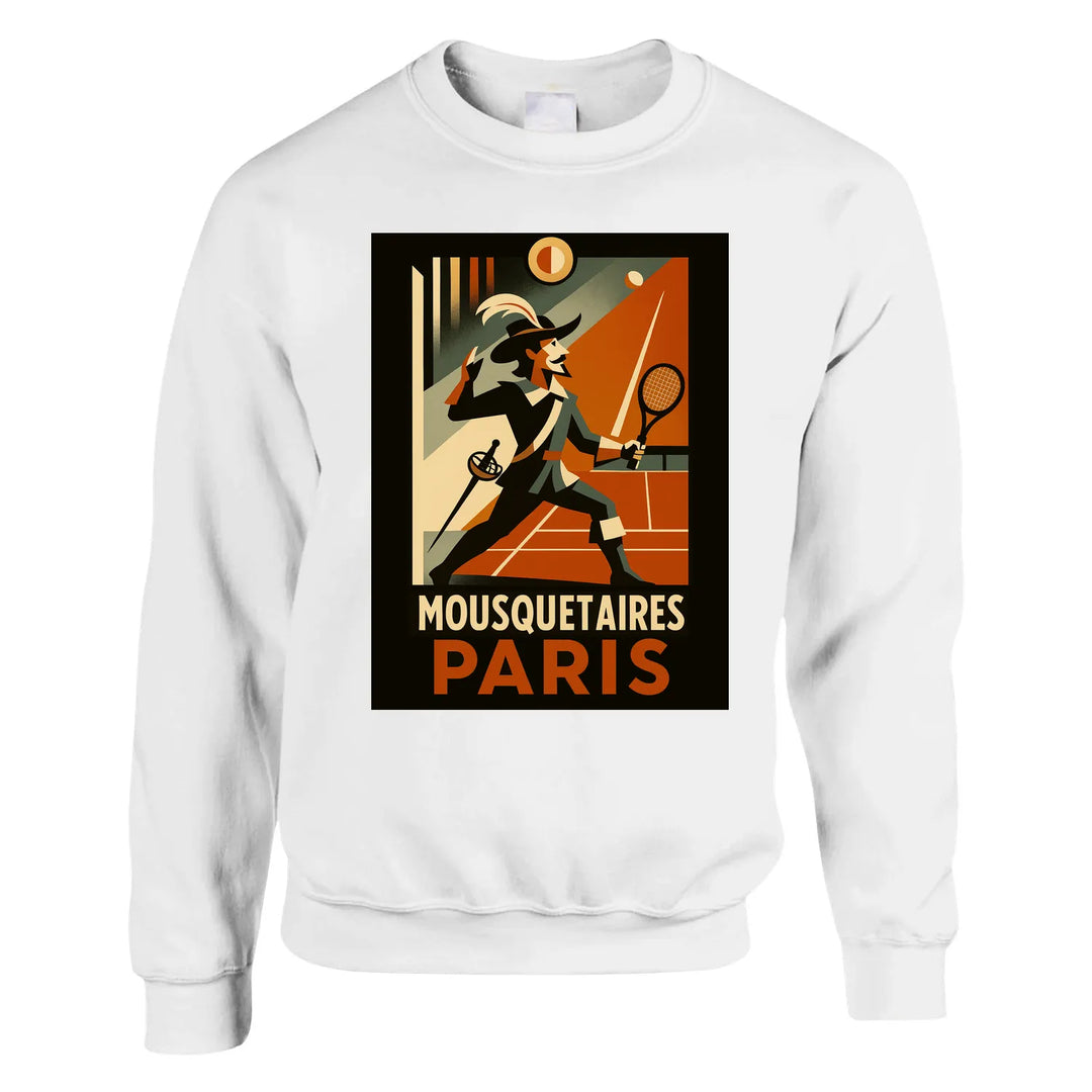 Crewneck sweater featuring a graphic of Mousquetaires Paris Tennis logo