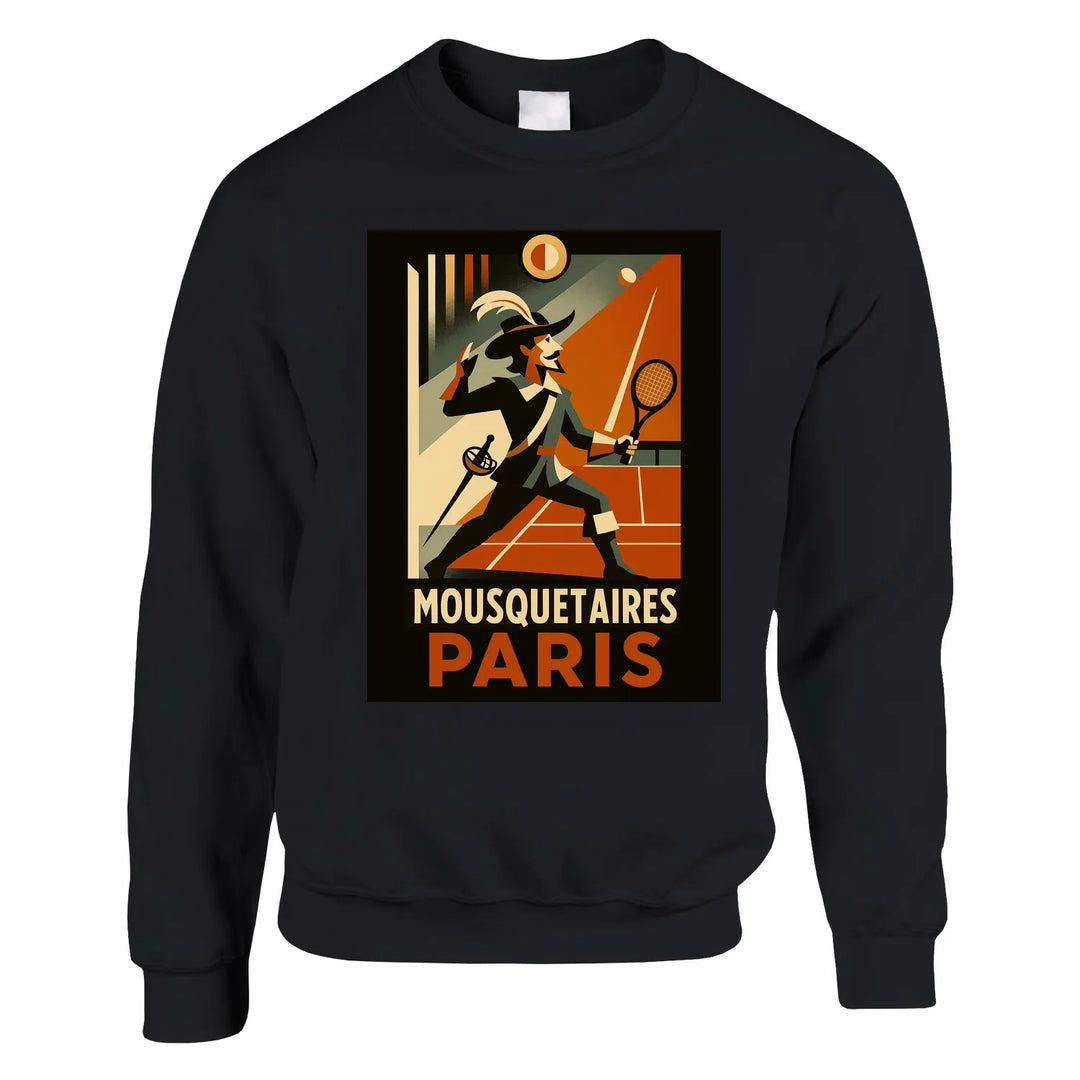 Crewneck sweater featuring a graphic of Mousquetaires Paris Tennis logo