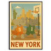 Illustration of an elephant and rhinoceros playing basketball in New York