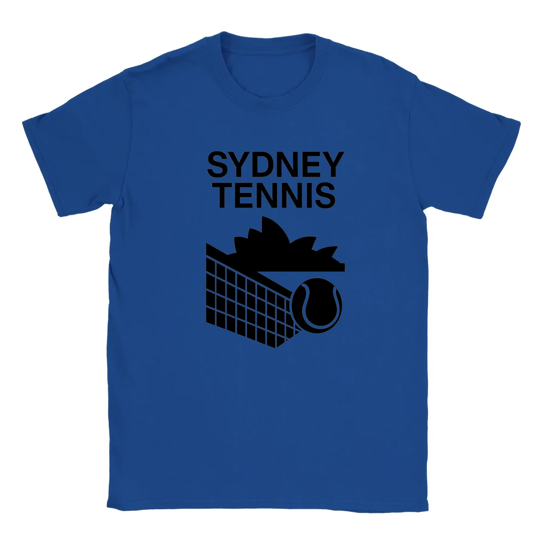T-shirt featuring a graphic of tennis players in Sydney