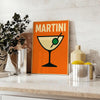Czarny i pomarańczowy plakat martini, minimalistyczna grafika koktajlu na ścianę