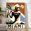 Green and white Miami tennis poster, minimalist retro-style courtside illustration