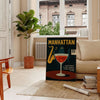 Black and gray Manhattan cocktail poster, minimalist bar illustration print
