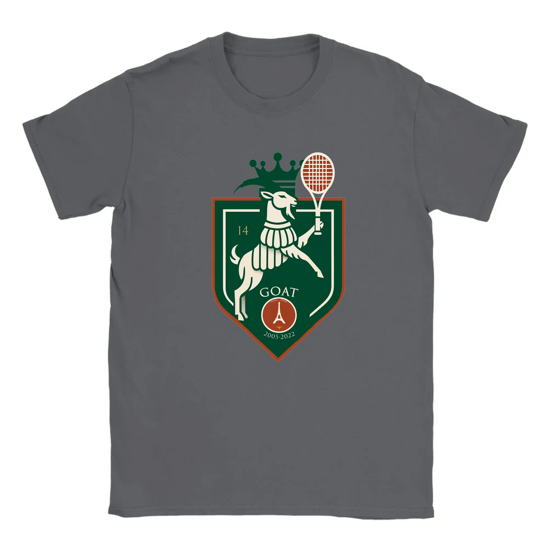 T-shirt featuring a graphic of Rafael Nadal in action at the Paris tennis tournament