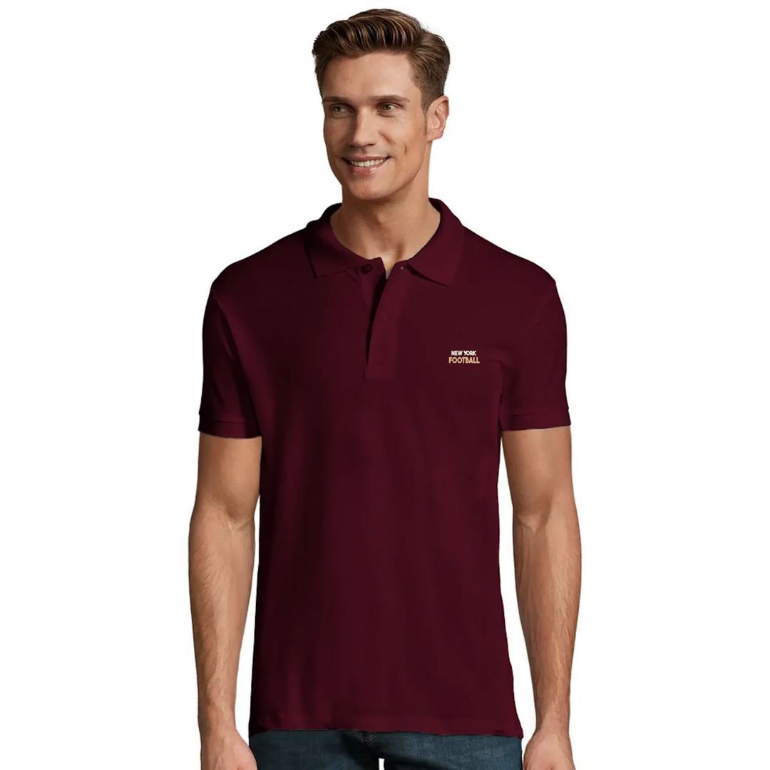 Embroidered polo shirt showcasing the New York football crest