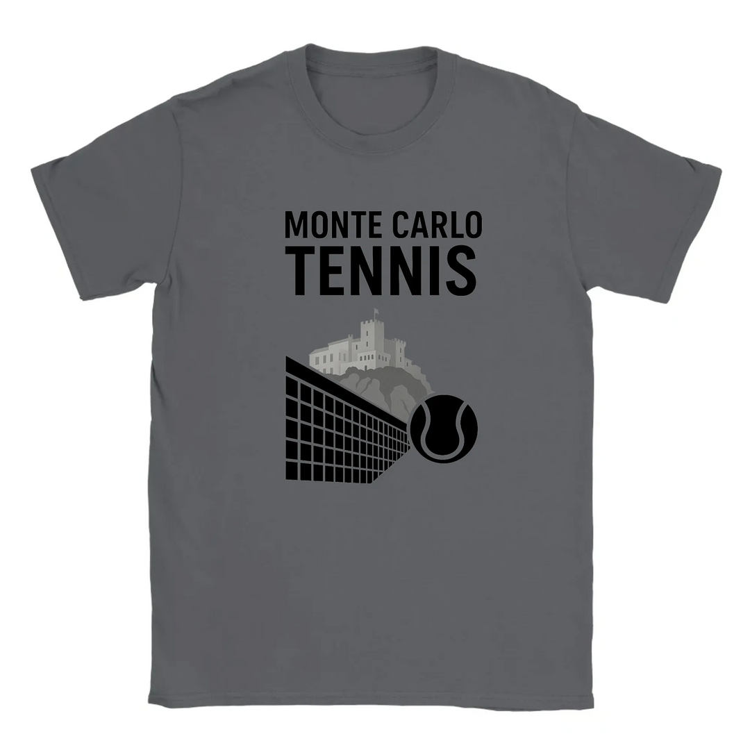 T-shirt featuring a graphic of a tennis player in action at Monte Carlo