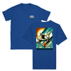 T-shirt featuring a graphic of a tennis player in action against a Miami skyline