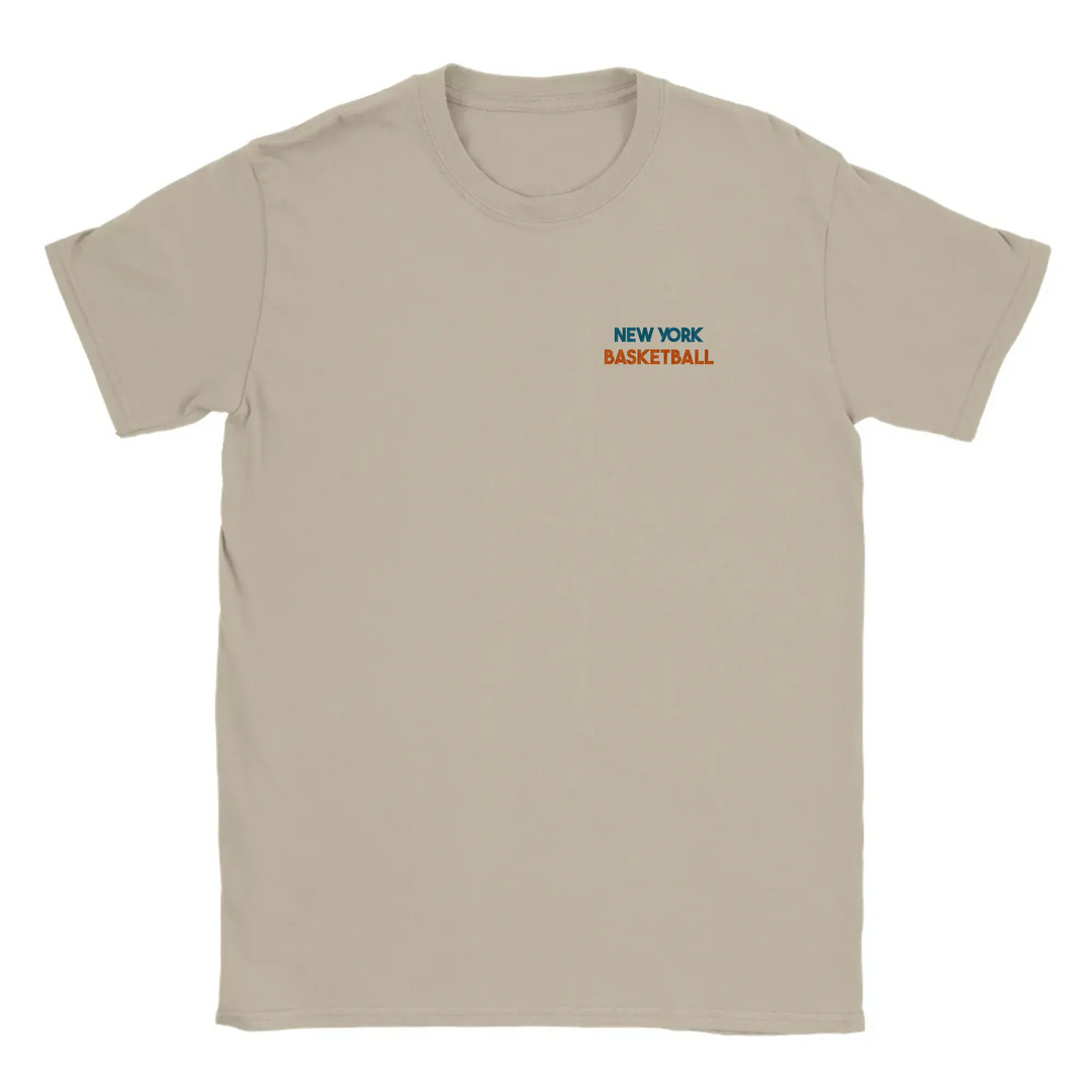 T-shirt featuring an embroidered design of New York basketball