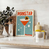 Poster of Pornstar Martini cocktail illustration with green and brown tones