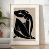 Blue nude figure by Matisse in cut-out style with orange and gray accents