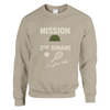 Crewneck sweater featuring 'Mission 2ème Semaine Tennis' text in bold font