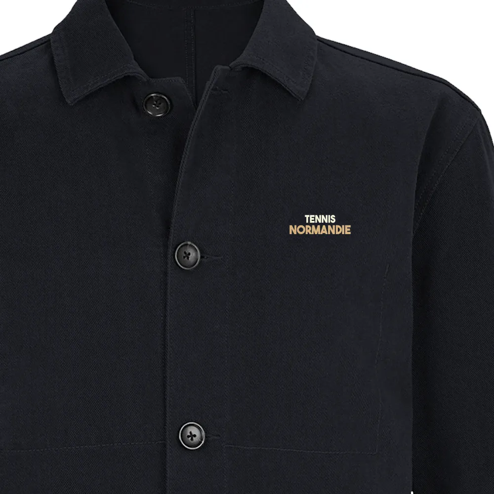 Embroidered jacket featuring a vintage tennis design with Normandie details