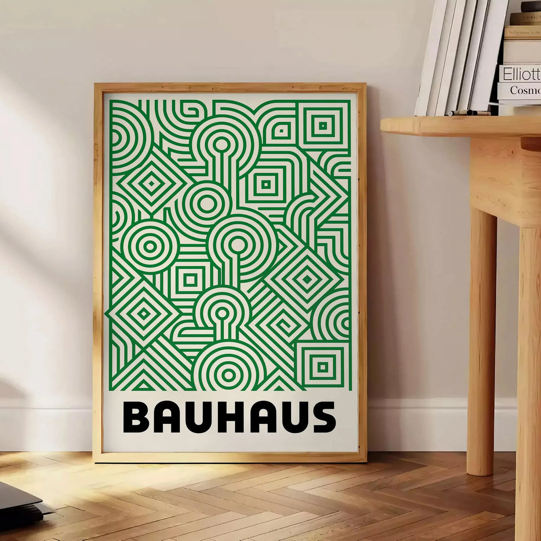 Αφίσα Bauhaus με γεωμετρικό σχέδιο σε πράσινο, λευκό και γκρι