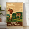 Poster showing vintage Deauville golf scene in brown and green tones