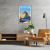 Matterhorn mountain in the Swiss Alps, earthy browns and greens - in a black frame