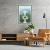 Illustration of Rio de Janeiro with gray and blue tones, featuring iconic landmarks - in a black frame