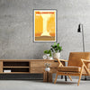 A retro-style poster featuring Yellowstone National Park with warm red and orange hues - in a black frame