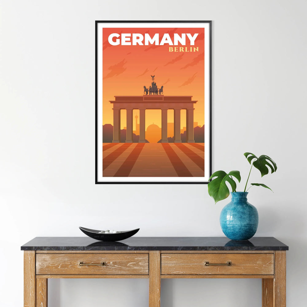 Abstract representation of Berlin's skyline in green and white tones