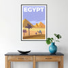 Ancient Egyptian landscape with pyramids and a blue sky - in a black frame