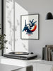 Pôster com ilustração estilizada de judo tema Paris, design gráfico marcante