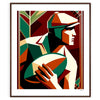 vintage rugby poster featuring dynamic players in action - in a walnut frame