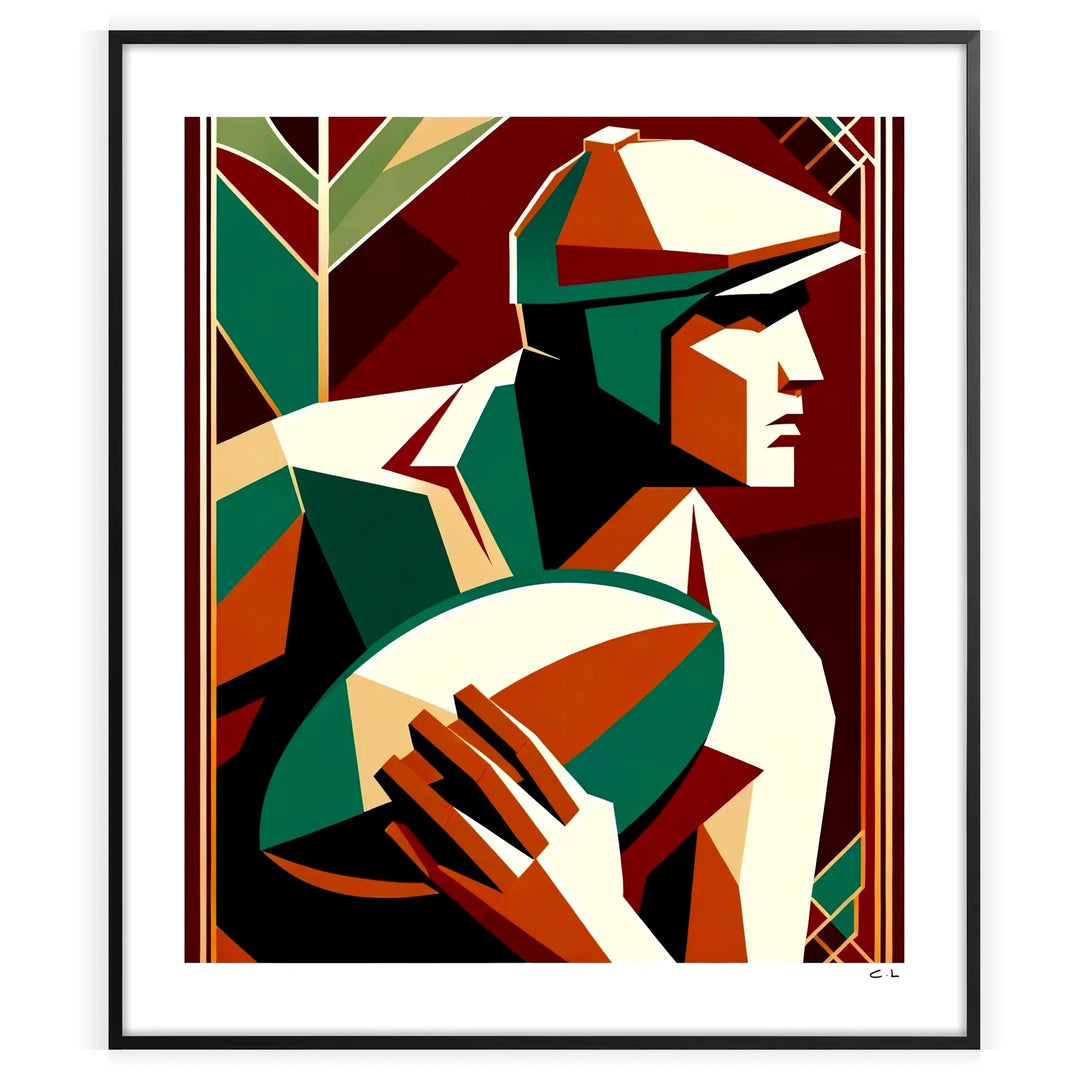 vintage rugby poster featuring dynamic players in action