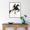 A dynamic horse in motion against a backdrop of Paris landmarks - in a black frame