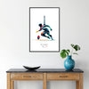 Rugby players in action during the Paris 2024 Olympics, dynamic composition - in a black frame