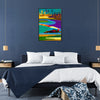 Dynamic Formula 1 car in motion with orange and purple colors - in a black frame