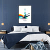 Colorful illustration of a kayak in front of the Eiffel Tower - in a black frame