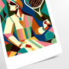 Vintage tennis scene with bold colors and retro typography
