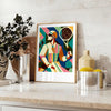 Vintage tennis scene with bold colors and retro typography - styled on a counter with eucalyptus and a bowl of lemons